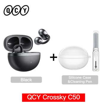 QCY Crossky C50 Open Ear Wireless Earbuds Bluetooth 6.0 Comfort Clip On Sports Earphone 4 Mic AI Clear Call Bass Boost Headphone Apsilon