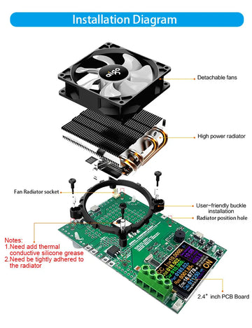 DIY 1000W 25A 4-Wire DC Electronic Load Kit Lithium 18650 Battery Capacity Analyzer Tester with Discharge Monitor PCB Board Apsilon
