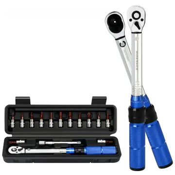 TINSOL 15Pcs Set Bicycle Torque Wrench Set 1/4" 2-24Nm Dual Direction Bike Allen Key Tool Socket Preset Type Spanner Pro Repair Apsilon