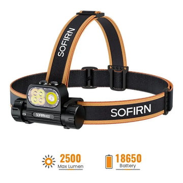 SOFIRN Headlamp HS22 SFT25R LED 2500lm 18650 4000mAh Flashlight 2700-6000K Stepless Color Temperature Adjustment  Dual Switch Apsilon