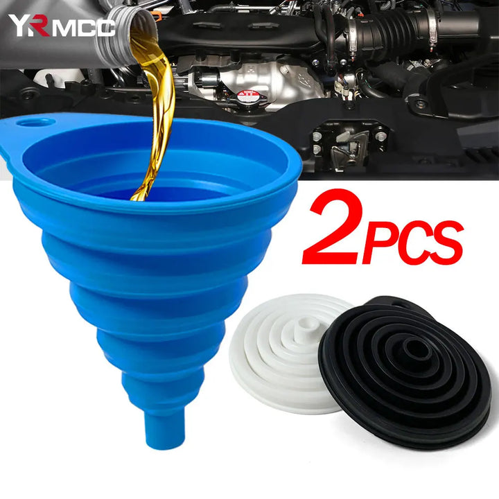 2Pcs Foldable Car Engine Funnel Silicone Liquid Funnel Washer Engine Oil Petrol Change Tools for Motorcycle Car Acesssories Apsilon
