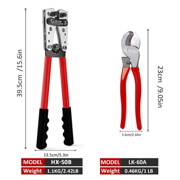 Heavy-Duty Battery Cable Crimping Tool Kit, 8-1/0 AWG Range, Wire Crimp Connector Assortment Car Auto Copper Ring Terminal Apsilon