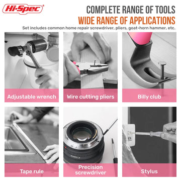 Hi-Spec 18/19/20PCs Pink DIY Tool Kit with Electric Pen & CR-V Steel - Home Maintenance Hand Tools Set for Women & Car Care Apsilon