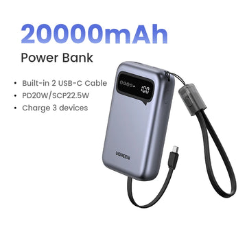UGREEN 20000mAh PD 20W Power Bank Fast Charge Portable PowerBank for iPhone 17 16 15 Pro Max Xiaomi Phone External Battery 30W Apsilon