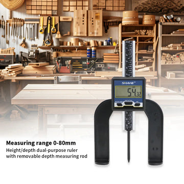 SHAHE Measuring Tool Digital Caliper Mini Digital Height Gauge Depth Guage for Router Table 0-80mm 3 1/8 inch Depth Gauge Apsilon