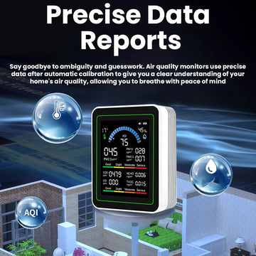 10-in-1 Air Quality Monitor Carbon Dioxide Monitor Formaldehyde Detector Temperature and Humidity Monitor 1PC Apsilon