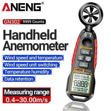 Digital Anemometer 0.4~30m/s ANENG GN302 Handheld Wind Speed Meter Humidity Air Velocity Airflow -20°C ~ 60°C Temperature Test Apsilon