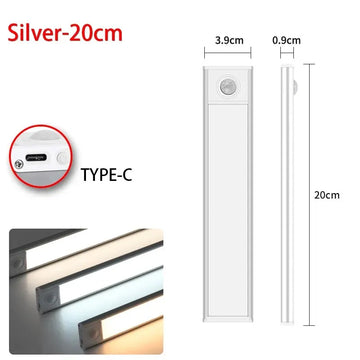LED Motion Sensor Light Night Light Wireless USB Under Cabinet Light For Kitchen Cabinet Bedroom Wardrobe Sensor Indoor Lighting Apsilon