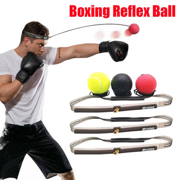 Boxing Reflex Speed Punch Ball Boxing Rubber Balls for Agility Reaction Training with Sweatband Fitness Equipments Accessories Apsilon