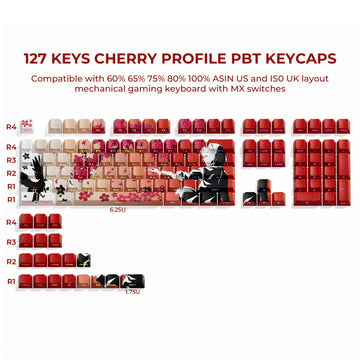 XVX Russian 135 Keys Side Print Shine Through Keycaps for Mechanical Keyboard PBT Gray Keycap RU Layout with Backlight Apsilon