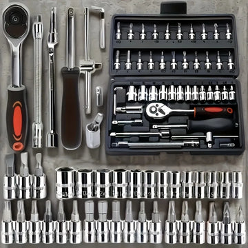 Professional 46pcs Cr-V Steel Socket Set with Ratchet Wrench Storage Bag Durable Sockets Extension Bar for Auto Home Repair Apsilon