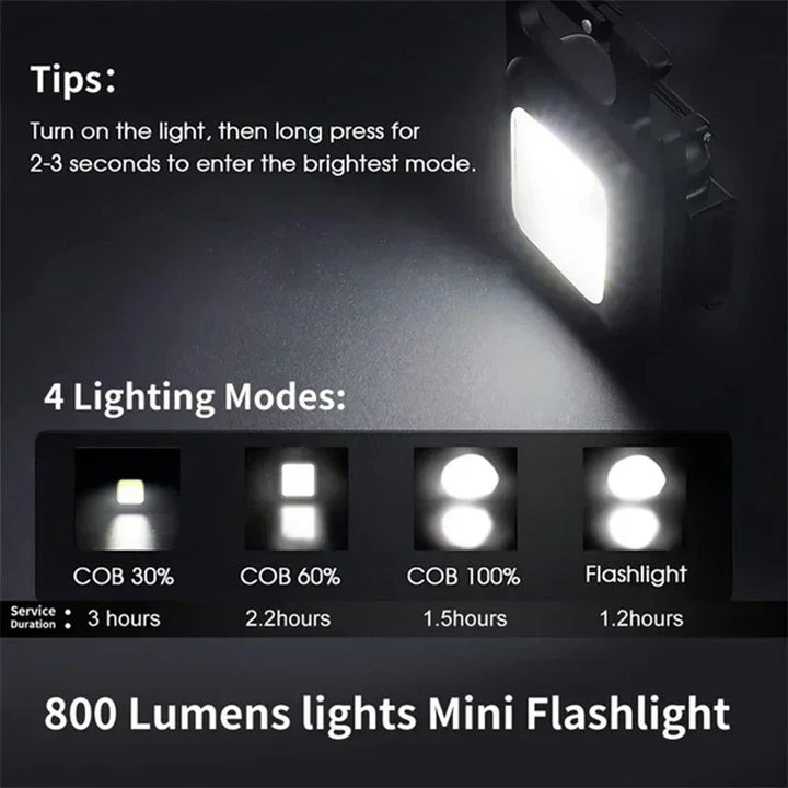 Keychain Light Mini Multifunctional Camping Flashlight USB Rechargeable LED Portable Bright COB Pocket Clip Lantern Outdoor Work Apsilon