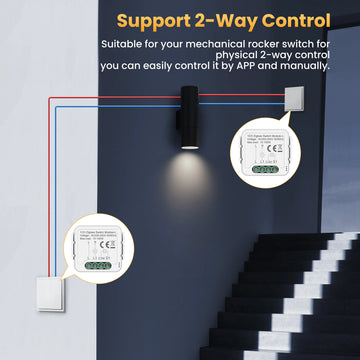 GIRIER Tuya ZigBee Smart Switch Module No Neutral Wire Required 1/2/3/4CH DIY Smart Breaker Relay Supports 2-way Control Alexa Apsilon