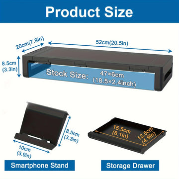 Monitor Stand Riser, With Foldable, Height Adjustable Computer Stand, Desk Shelf Riser with Storage Drawer &Tablet Phone Apsilon