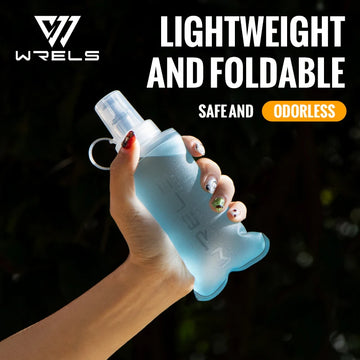 WRELS Folding Collapsible Water Bottle Running Water Bottle Soft Flask TPU BPA-Free Camping Hiking Travel Folding Water Bottle Apsilon
