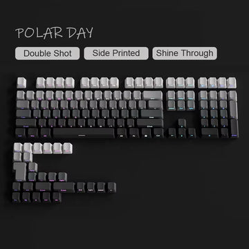135 Keys Gradient Green Shine Through Keycaps Side Printed PBT Double Shot Keycaps OEM Profile for MX Switches Gaming Keyboards Apsilon