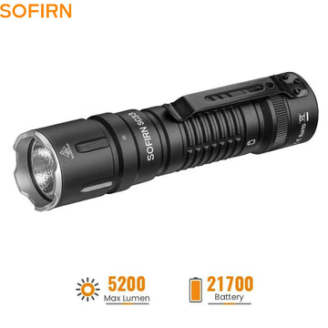 Sofirn SC33 XHP70.3 HI LED Flashlight Tactical 5200lm Powerful 21700 USB C Rechargeable Torch with Tail E-switch Outdoor Light Apsilon