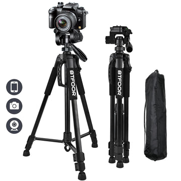 Phone Travel Self Tripod  Aluminum Tall 55” 140CM Stand With Quick Plates Mount Pan Head For Canon Nikon DSLR SLR Digital Camera Apsilon