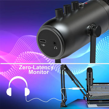 Haomuren Professional USB Streaming Podcast PC Microphone Studio Cardioid Condenser Mic Kit with Boom Arm For Recording YouTube Apsilon