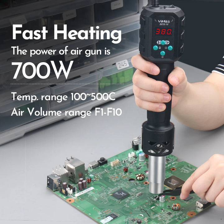 YIHUA Micro Hot Air Gun  C/F Temp Adjusted 8858IV 700W Soldering Rework Welding Station LCD Digital Heat Gun BGA IC Solder Tools Apsilon