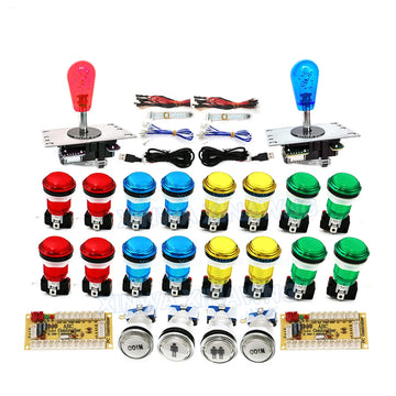Game Player DIY SANWA Arcade Kit for PC Raspberry Pi with LED Push Button American Style Joystick USB Encoder Cable Mame Pandora Apsilon