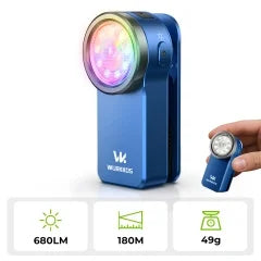 Wurkkos HD03 680LM Mini Clip Light USB C Rechargeable Pocket Flashlight Spotlight/Floodlight Portable EDC RGB Torch with Magnet Apsilon