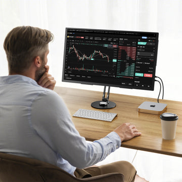 UPERFECT VESA Monitor Desk Mount Single Monitor Stands Freestanding Fits 12'' to 22'' Computer Screen with Height Adjustable Apsilon