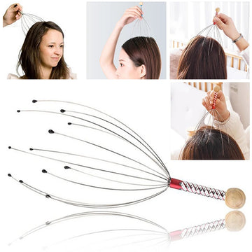 1PC Octopus Head Massager Stainless Steel Engraved Head Relaxer Brain Massage Claw Scalp Scratcher Itch Reliever Random Color Apsilon
