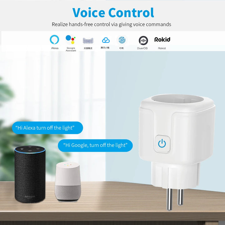 Smart Socket EU 20A Wifi Smart Plug  Power Monitoring Smart Home Voice Control Support Google Assistant Alexa Alice Apsilon