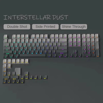 135 Keys Gradient Green Shine Through Keycaps Side Printed PBT Double Shot Keycaps OEM Profile for MX Switches Gaming Keyboards Apsilon