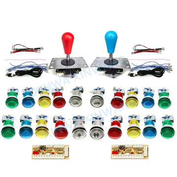 DIY Arcade Game Kit 2 Players Set Light Push Button American Style Joystick USB Encoder Cables For PC Raspberry Pi Mame Parts Apsilon