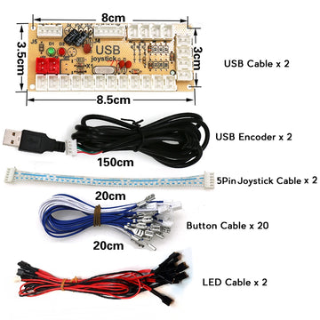 DIY Arcade Game Kit 2 Players Set Light Push Button American Style Joystick USB Encoder Cables For PC Raspberry Pi Mame Parts Apsilon
