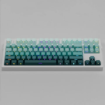 135 Keys Gradient Green Shine Through Keycaps Side Printed PBT Double Shot Keycaps OEM Profile for MX Switches Gaming Keyboards Apsilon