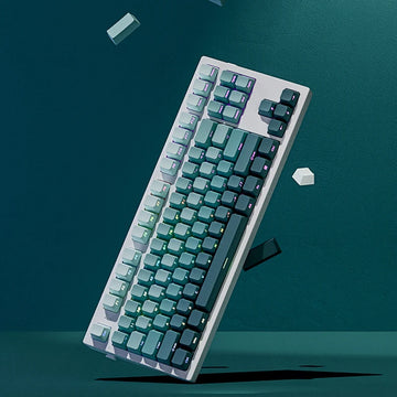 135 Keys Gradient Green Shine Through Keycaps Side Printed PBT Double Shot Keycaps OEM Profile for MX Switches Gaming Keyboards Apsilon