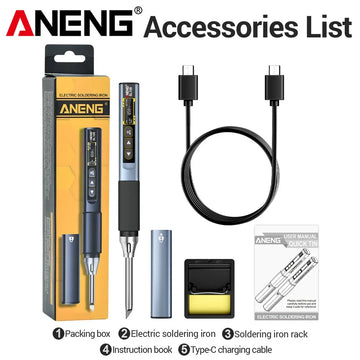 ANENG SL108 96W PD QC Digital Soldering Iron Kit Adjustable Temperature Fast Heat Portable Smart Tool for Electronic Repair Apsilon
