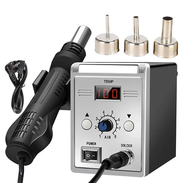 Podofo 2-in-1 Soldering Station, Hot Air Rework and Soldering Iron Station with Digital Temperature Correction  Function Apsilon