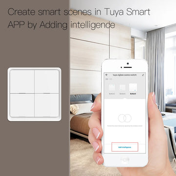 MOES 4 Gang Tuya ZigBee Wireless 12 Scene Switch Push Button Controller Battery Powered Automation Scenario for Tuya Devices Apsilon