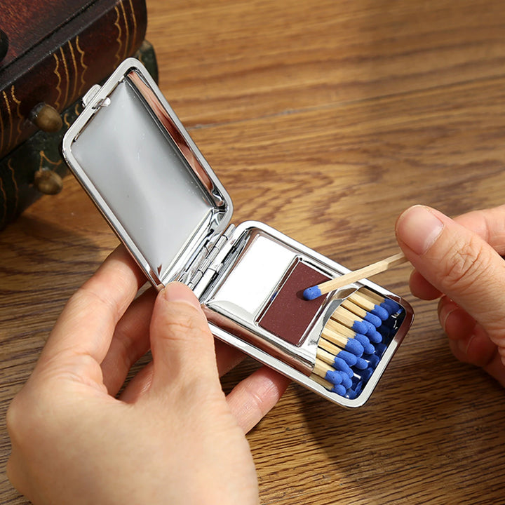 Metal Match-box With Striker Plate Waterproof Sealed Reusable Vintage Compact For Camping Hiking Emergency Kit Family Gifts Apsilon