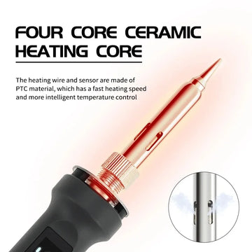 100W Digital Electric Soldering Iron Kit Set 220V Temperature Adjustable Welding Tool Ceramic Heater Soldering Tips Rework Apsilon