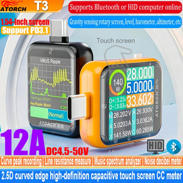 T3 Touch Control Gravity Sensor Digital Voltmeter Ammeter High Precision Power Capacity USB Tester for Type C Phone Charger Apsilon