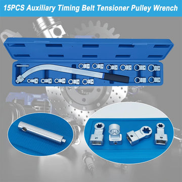 Podofo 15Pcs Auxiliary Timing Belt Tensioner Pulley French Set 12mm-19mm E10-E18 12-Point Tool Kit for Most Vehicle Types Apsilon