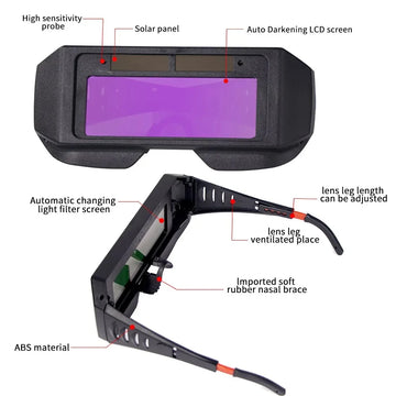 Solar Powered Welding Helmet Auto Darkening Welding Goggles LCD Welder Glasses for TIG MIG MMA Plasma Welder Glasses Apsilon