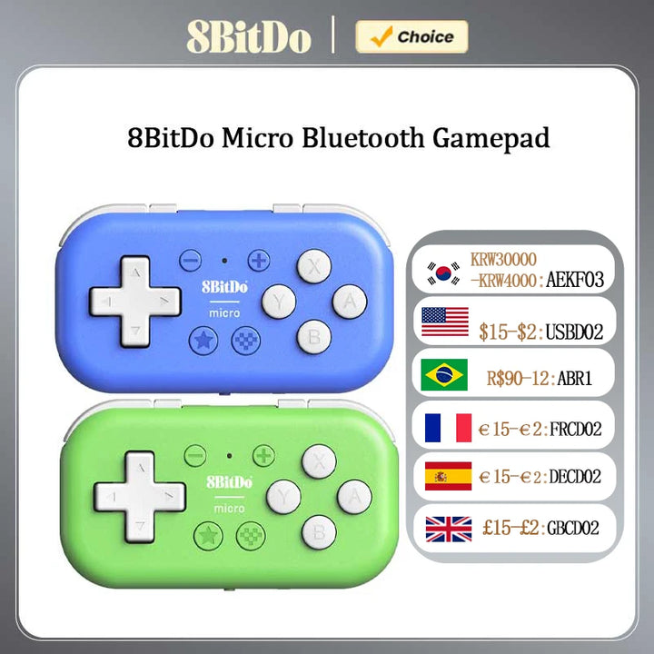 8BitDo Micro Bluetooth Gamepad Mini Game Controller for Switch, Android, and Raspberry Pi, Supports Keyboard Mode Apsilon
