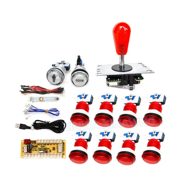 Game Player DIY SANWA Arcade Kit for PC Raspberry Pi with LED Push Button American Style Joystick USB Encoder Cable Mame Pandora Apsilon