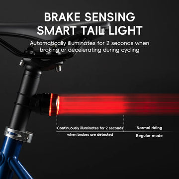 ROCKBROS Bike Light Set MTB Road Cycling Light Waterproof 200LM/400LM Bicycle Headlight + Smart Rear Light Auto Brake Sensing Apsilon