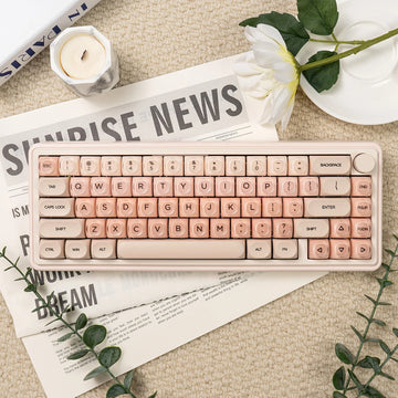 132 Keys Liquid Foundation keycaps HOA Profile PBT+PC Round Pink Cute Keycap Sets for MX Mechanical Keyboard Keycaps Apsilon