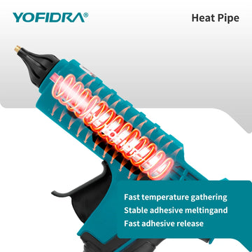 YOFIDRA 100W 260° Hot Glue Gun  Electric Mini Glue Guns Repair Power Tool With 10pcs 11MM Glue Sticks For Makita Battery Pin Apsilon