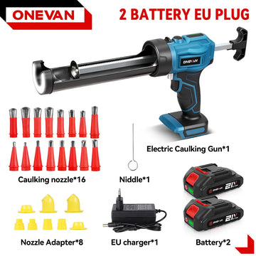 ONEVAN Electric Caulking Gun Cordless Glass Glue Gun Adhesive Glue Sealant With Nozzle Power Tool For Makita 18V Battery Pin Apsilon