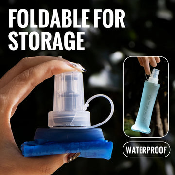 WRELS Folding Collapsible Water Bottle Running Water Bottle Soft Flask TPU BPA-Free Camping Hiking Travel Folding Water Bottle Apsilon