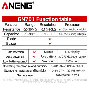 ANENG GN701 Smart Bridge Tweezer Digital LCR Meter Resistance Capacitance Inductance Continuity Diode Tester Electrician Repair Apsilon